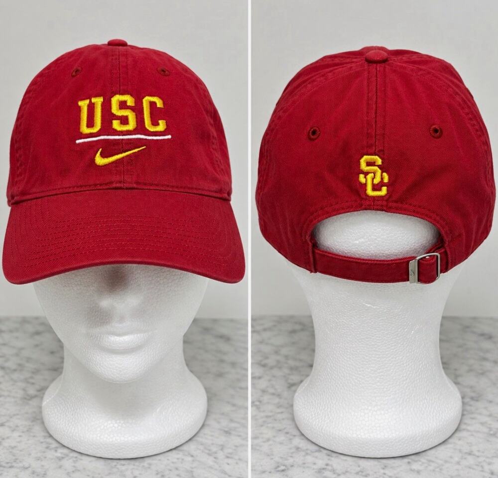 Nike USC Trojans Adjustable Cap Hat One Size Red Team Headwear Y2K/vintage